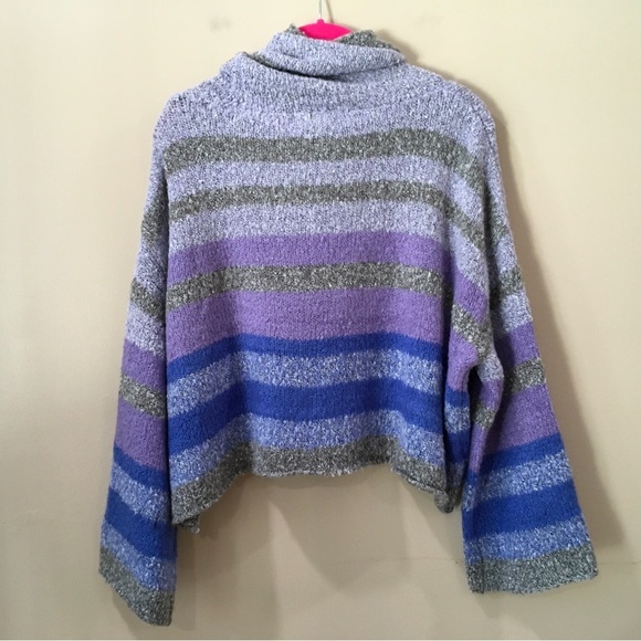 Sincerely Jules knit cropped sweater pullover colorblock purple grey small new - Picture 2 of 4
